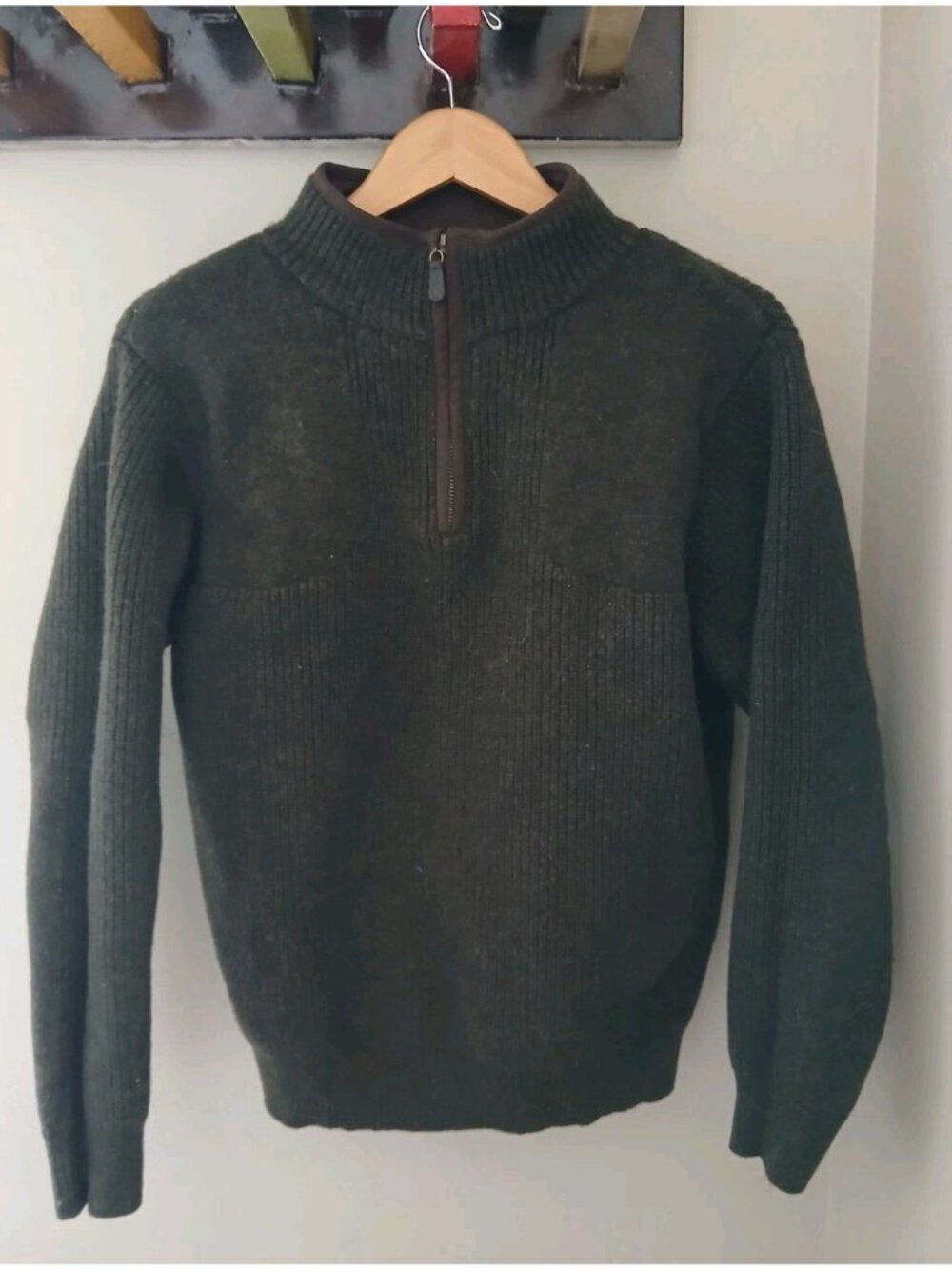 L.L. Bean 100% Merino Lambs Wool 1/4 Zip Waterfowl Sweater